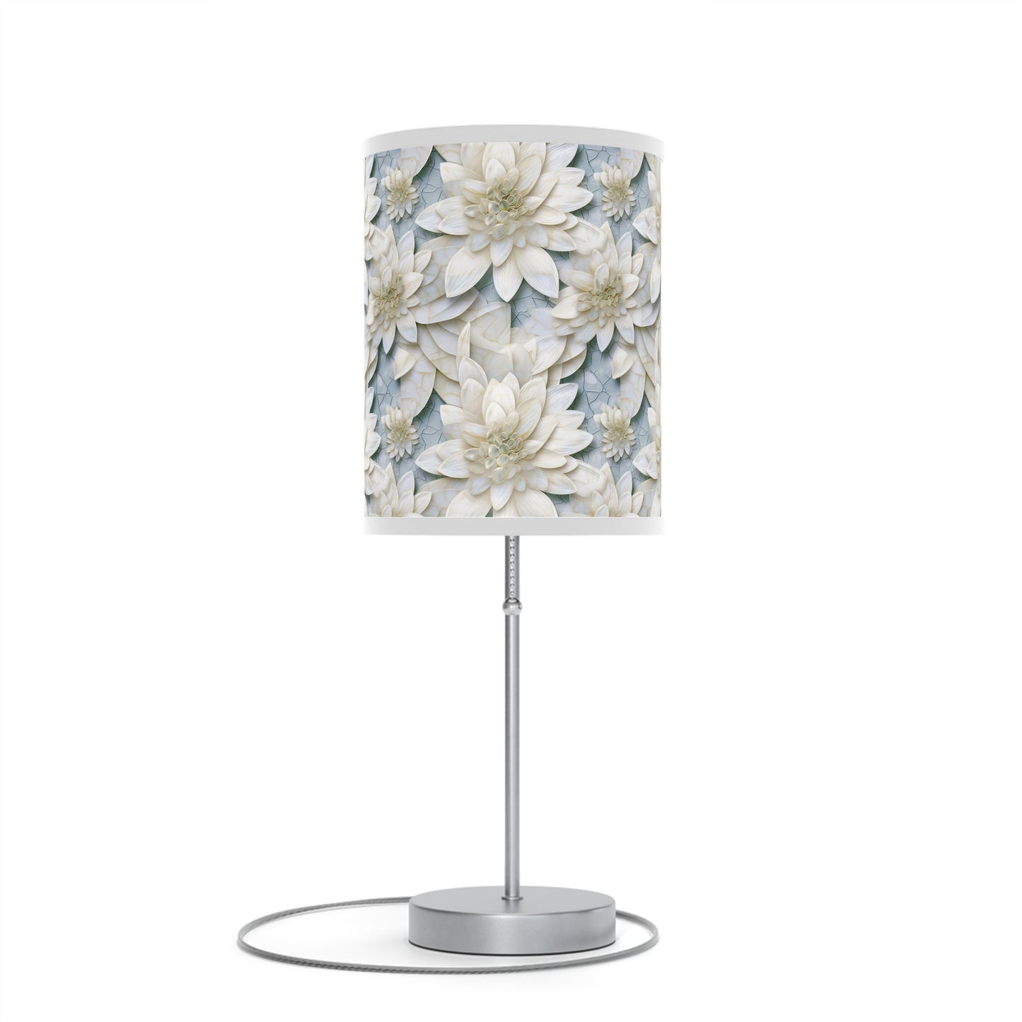 Beautiful and Unique - White Lotus Mosaic 7 - Lamp on a Stand, US|CA plug