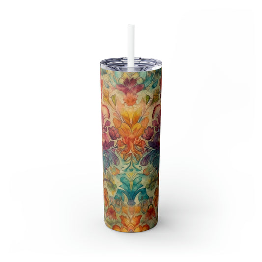 Tapestry Designs 1.1 - Multicolor - Skinny Tumbler with Straw, 20oz - Stainless Steel