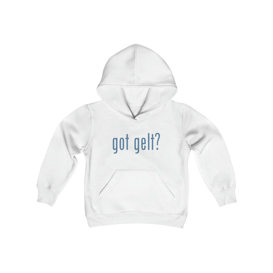 Hanukkah Saying - got gelt? - Fun Hanukkah Tshirt - Celebrate Hanukkah - Youth Heavy Blend Hooded Sweatshirt