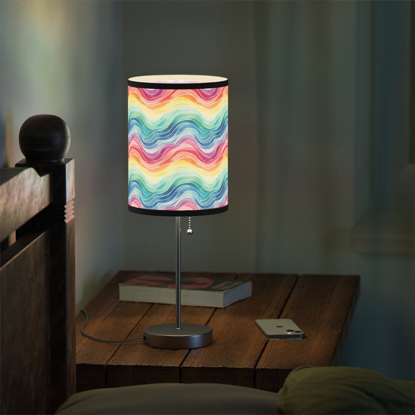 Rainbow Watercolor Waves - Lamp on a Stand, US|CA plug