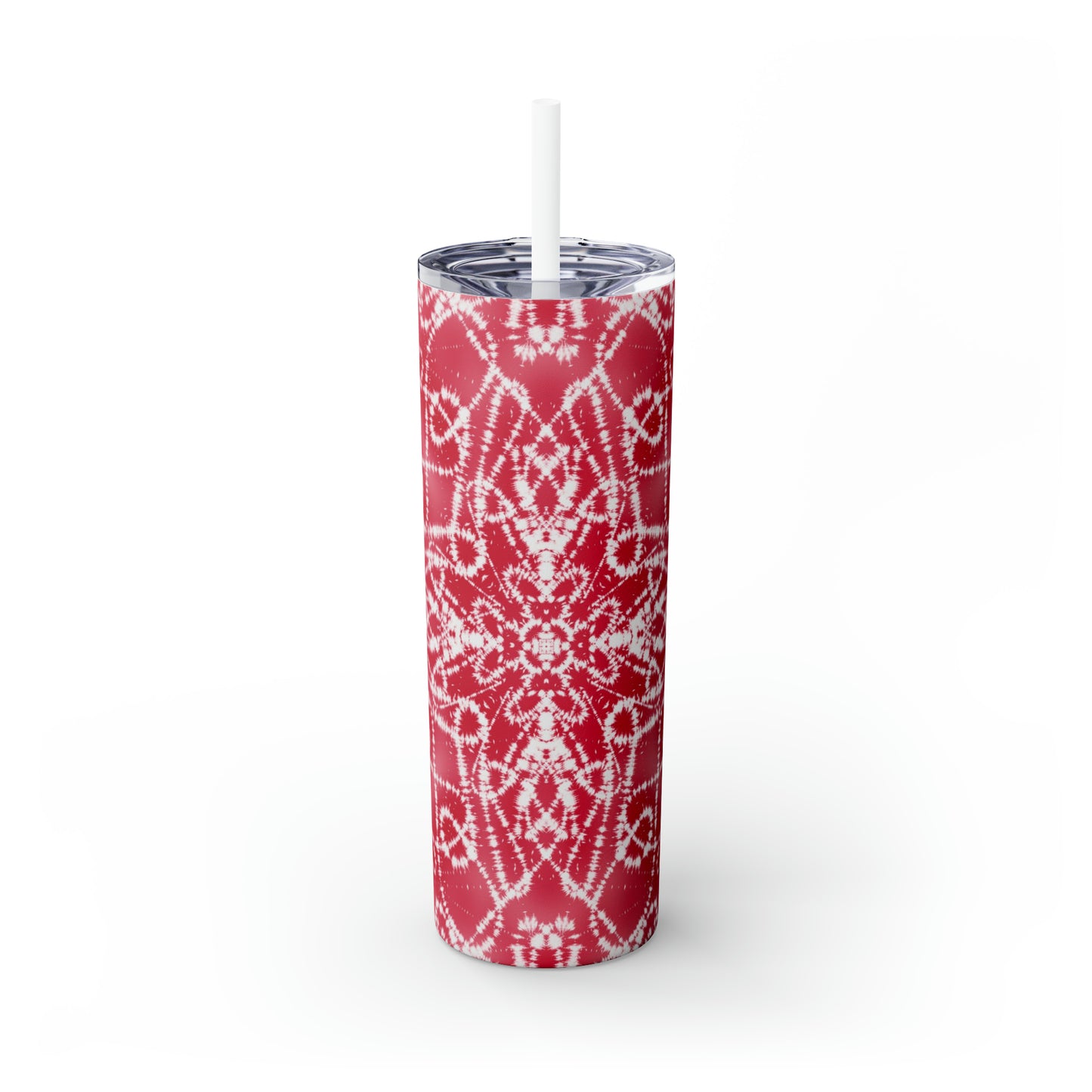 Red Batik - Skinny Tumbler with Straw, 20oz - Stainless Steel