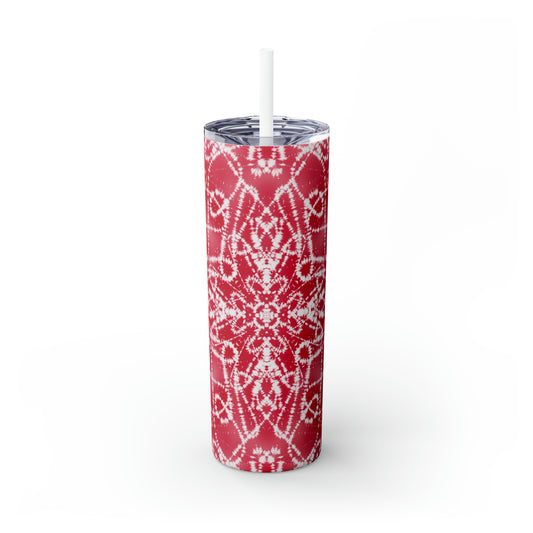 Red Batik - Skinny Tumbler with Straw, 20oz - Stainless Steel