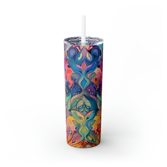 Beautiful Watercolor Multicolor - Skinny Tumbler with Straw, 20oz - Stainless Steel