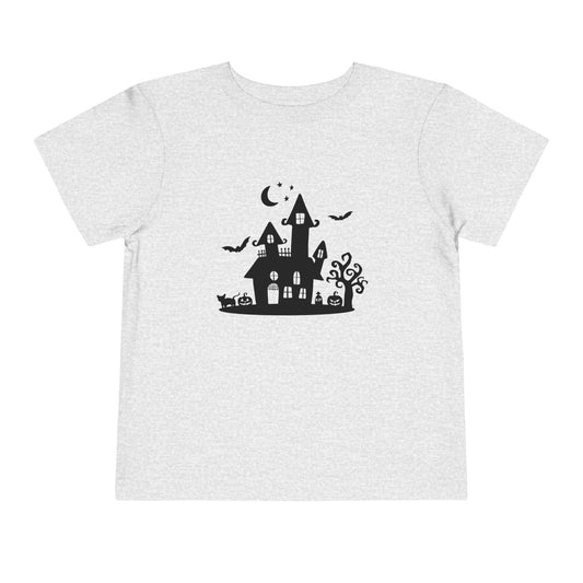 Halloween - Spooky Castle - Witch - Bats - Pumpkin - Cat - Toddler Short Sleeve Tee