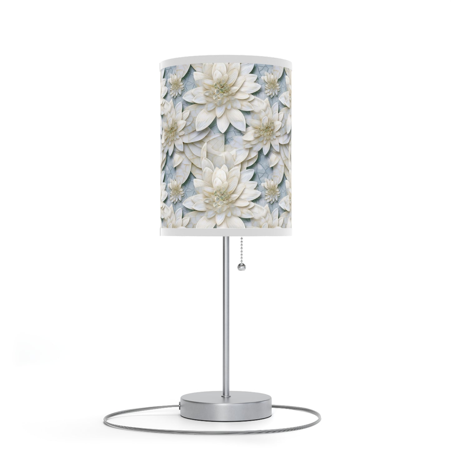 Beautiful and Unique - White Lotus Mosaic 7 - Lamp on a Stand, US|CA plug