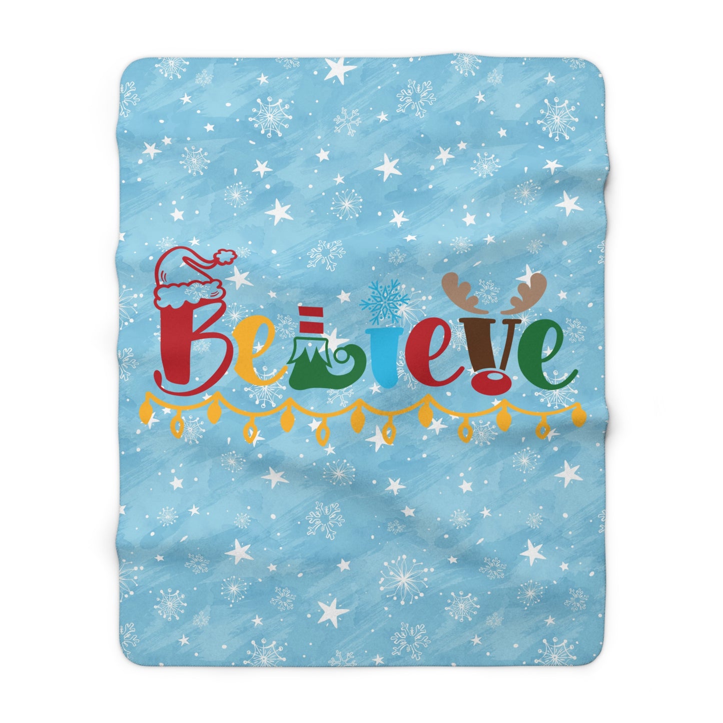 Believe - Santa hat, Elf, Reindeer, Snowflake - Funny Christmas - Sherpa Fleece Blanket