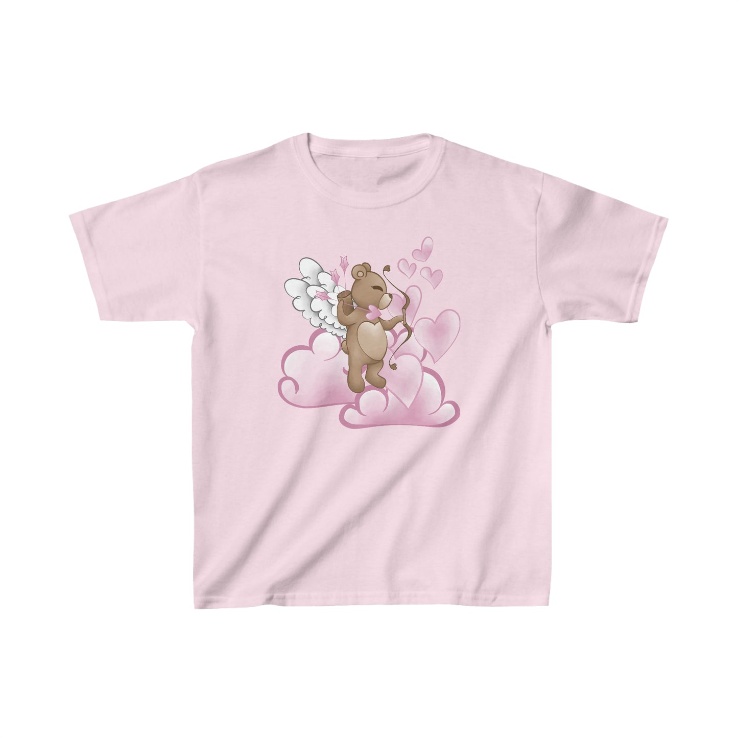Valentine's Bear with Wings and Arrows - Kids Heavy Cotton Tee