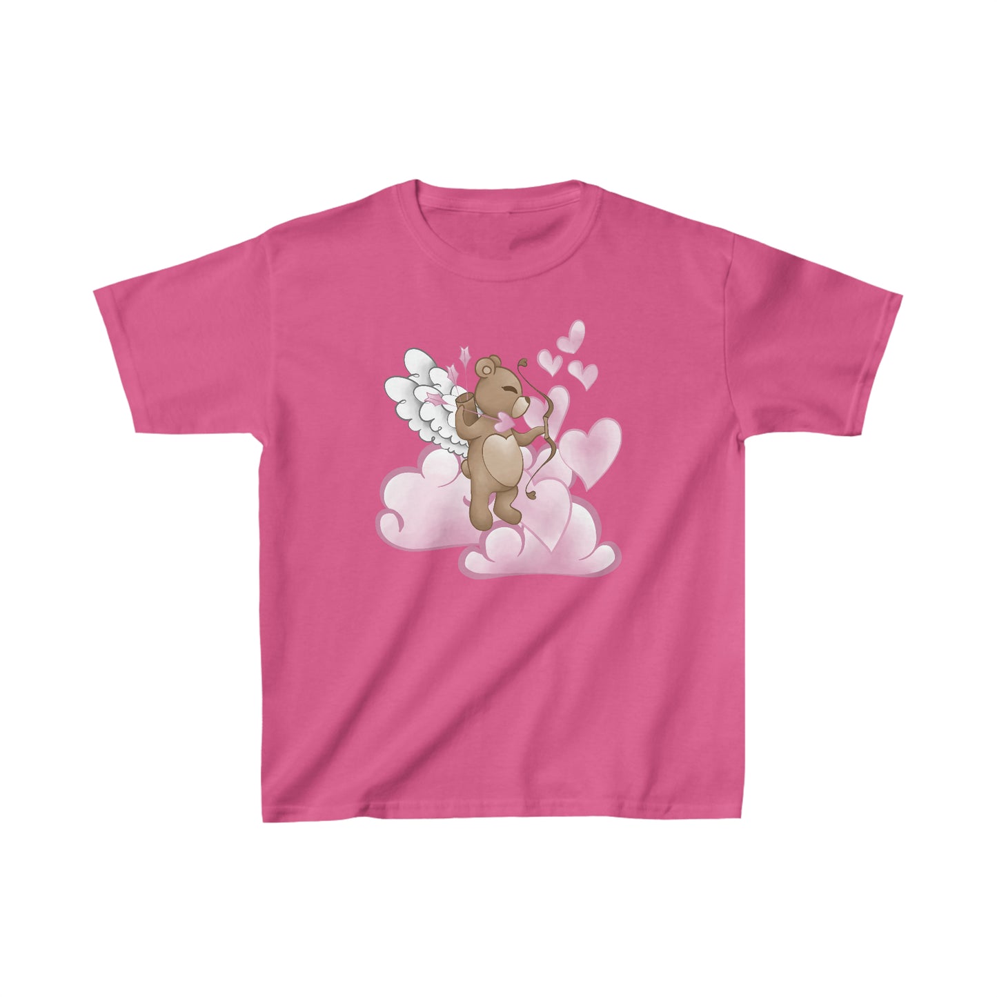 Valentine's Bear with Wings and Arrows - Kids Heavy Cotton Tee