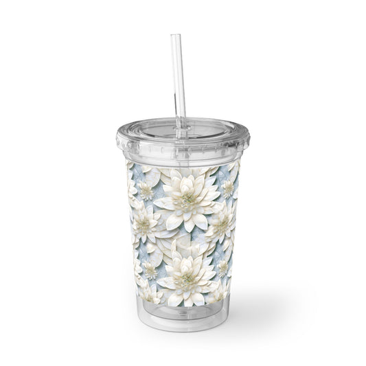 Mosaic White Lotus 7 - Multicolor - Clear - Suave Acrylic Cup - 16oz