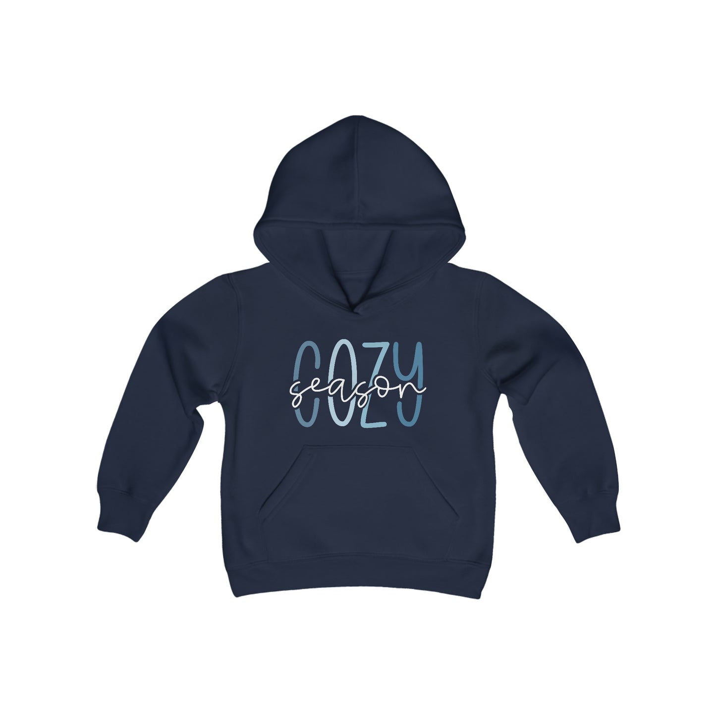 Cozy Season - Funny Christmas - Fun Winter - Cute Winter Words - Youth Heavy Blend Hooded Sweatshirt