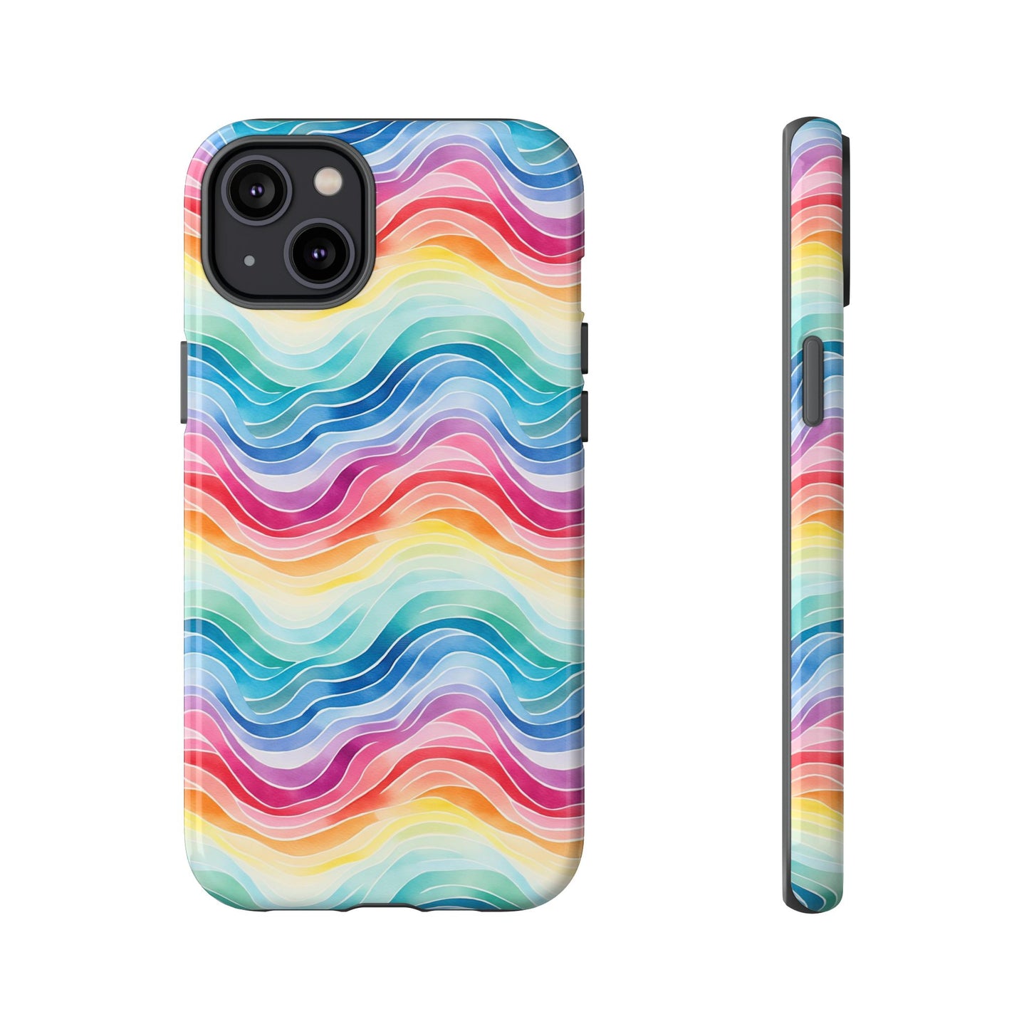 iPhone 14, 1Phone 14 Pro, iPhone 14 Plus, iPhone 14 Pro Max - Rainbow Wave - Tough Phone Cases