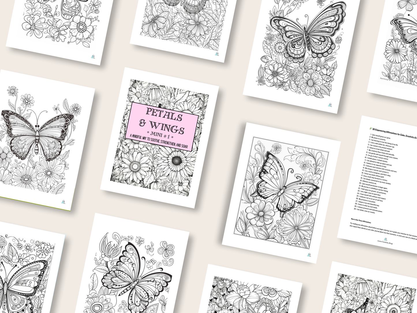 Petals & Wings - Mini 1 - A Mindful Way to Soothe, Strengthen, and Soar - Coloring Book - Digital Download