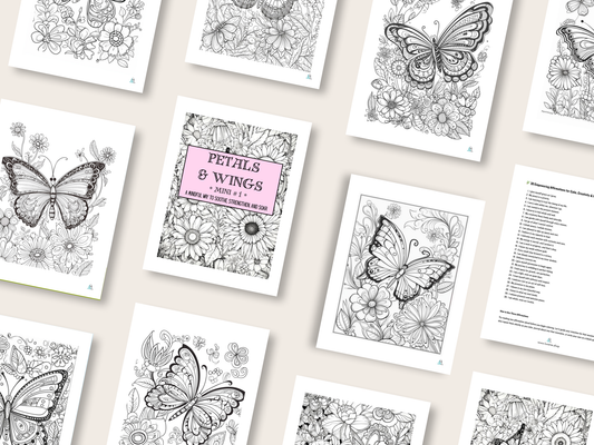 Petals & Wings - Mini 1 - A Mindful Way to Soothe, Strengthen, and Soar - Coloring Book - Digital Download