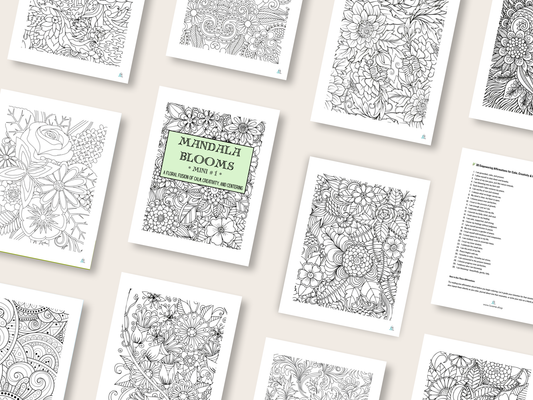 Mandala Blooms - Mini 1 - A Floral Fusion of Calm, Creativity, and Centering - Digital Download