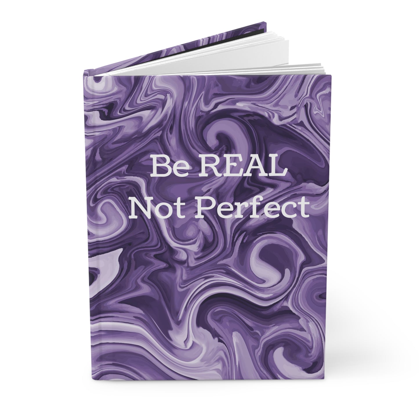 Be REAL Not Perfect - Deep Purple Marble - Hardcover Lined Journal Matte