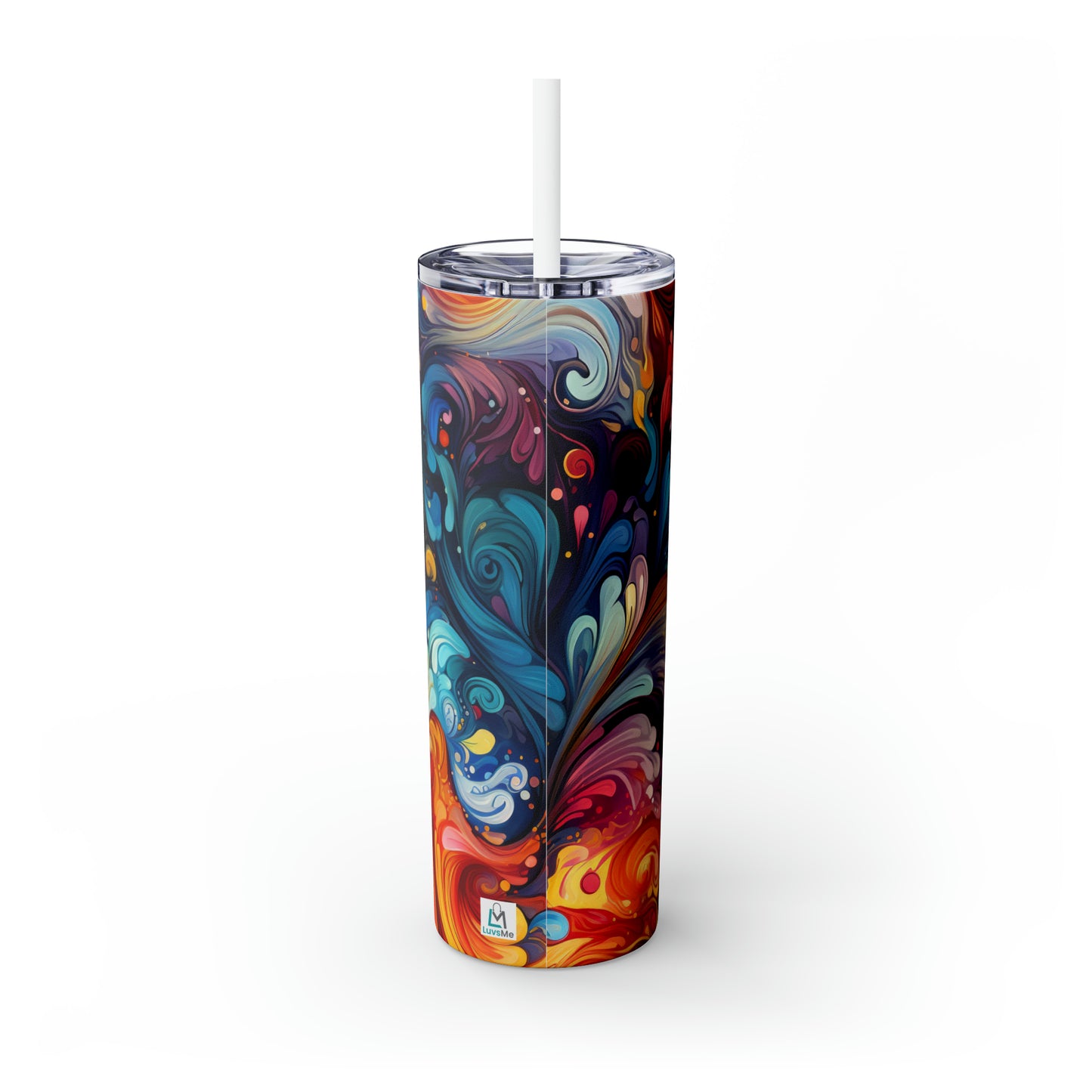 Rainbow Paisley 1.7 - Skinny Tumbler with Straw, 20oz - Stainless Steel