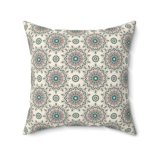 Boho Mandala Pattern 10 - Faux Suede Square Pillow