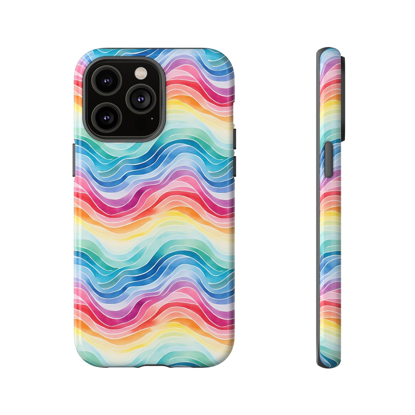 iPhone 14, 1Phone 14 Pro, iPhone 14 Plus, iPhone 14 Pro Max - Rainbow Wave - Tough Phone Cases
