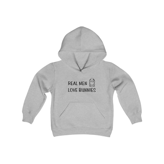 Real Men Love Bunnies - Bun Dad - Bunny Lover - Bunny Family - Lop Bunny - Youth Heavy Blend Hooded Sweatshirt