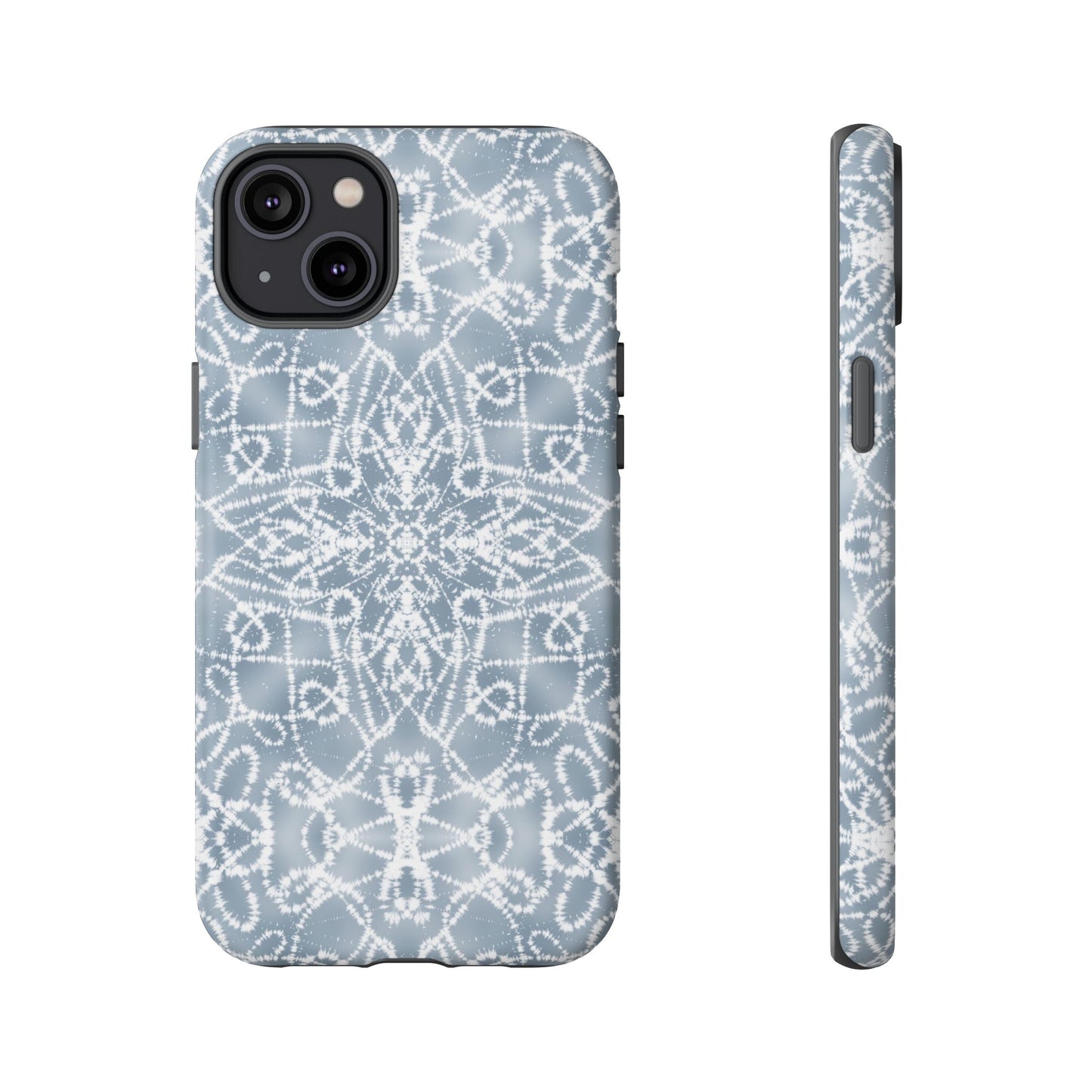 iPhone 14, 1Phone 14 Pro, iPhone 14 Plus, iPhone 14 Pro Max - Gray and White Batik - Tough Phone Cases