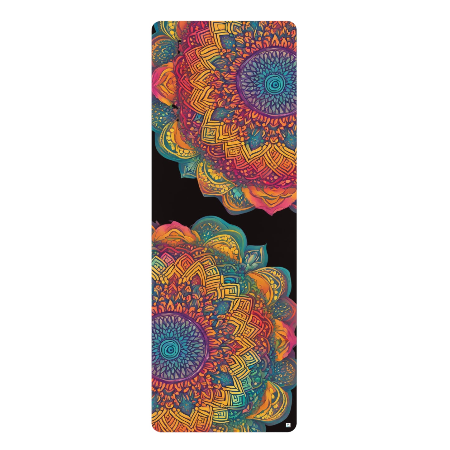 Beautiful Dual Rainbow Watercolor Mandala - Rubber Yoga Mat