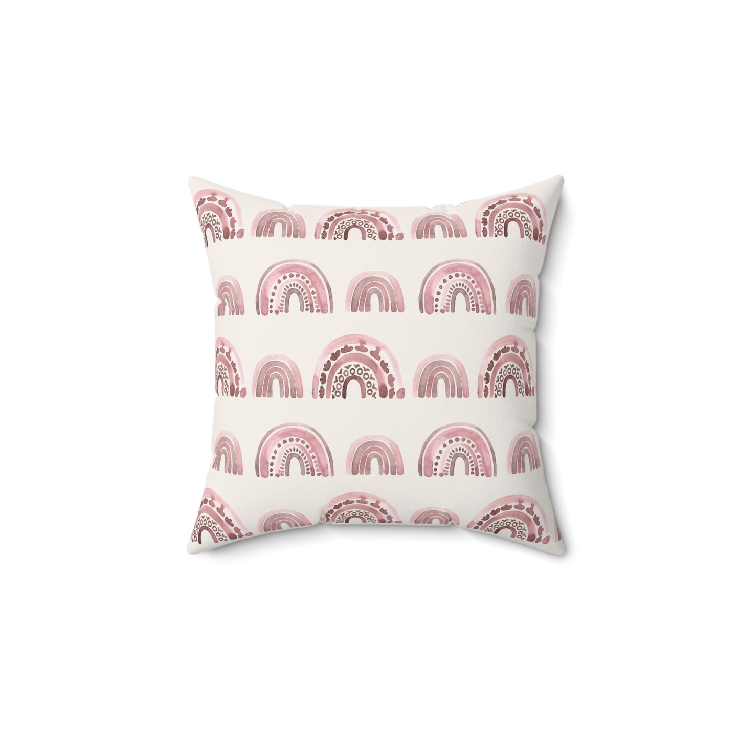 Pink Boho Rainbow Pattern 3 - Faux Suede Square Pillow