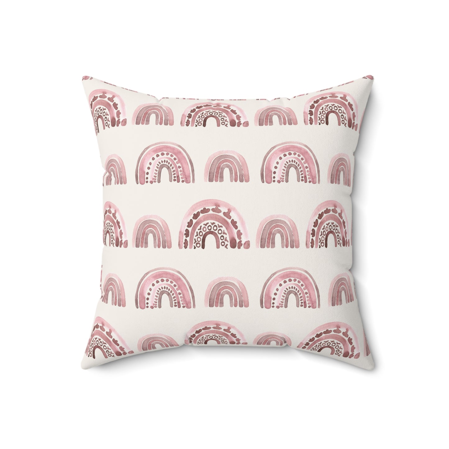Pink Boho Rainbow Pattern 3 - Faux Suede Square Pillow