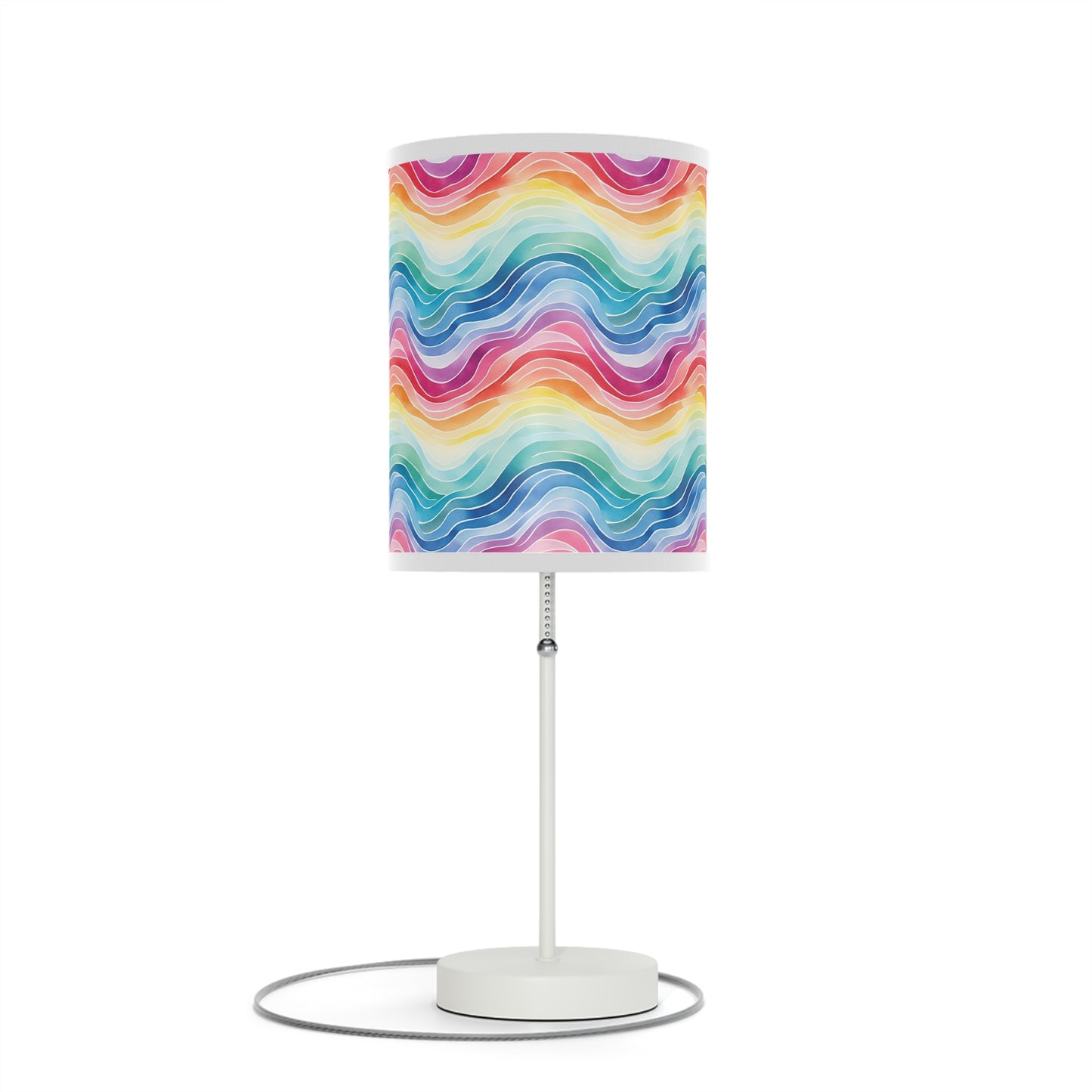 Rainbow Watercolor Waves - Lamp on a Stand, US|CA plug