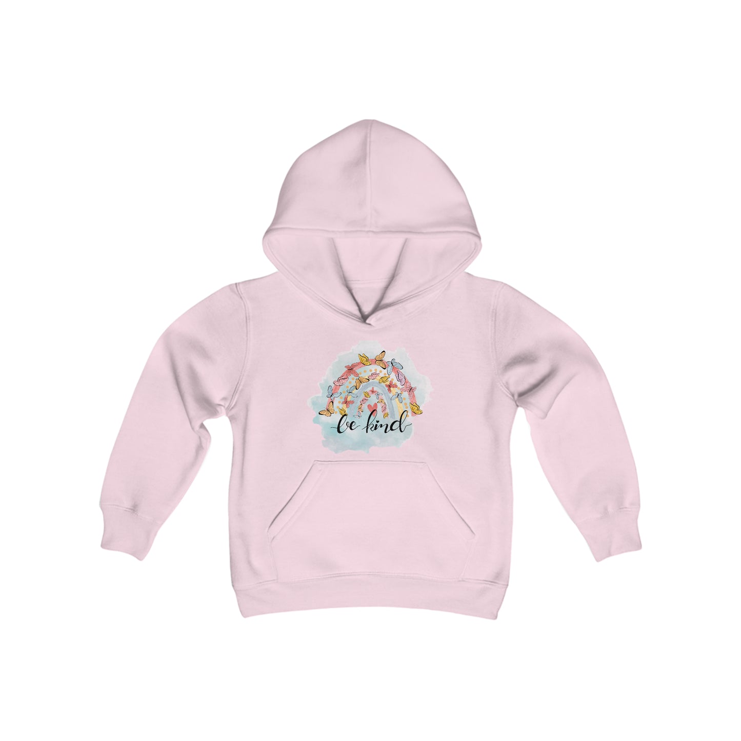 Be Kind - Boho Rainbow - Butterflies - Self Love - Self Acceptance - Inspire - Youth Heavy Blend Hooded Sweatshirt