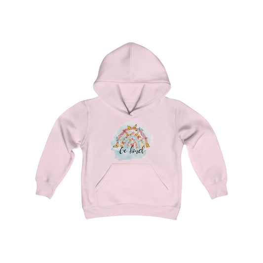 Be Kind - Boho Rainbow - Butterflies - Self Love - Self Acceptance - Inspire - Youth Heavy Blend Hooded Sweatshirt