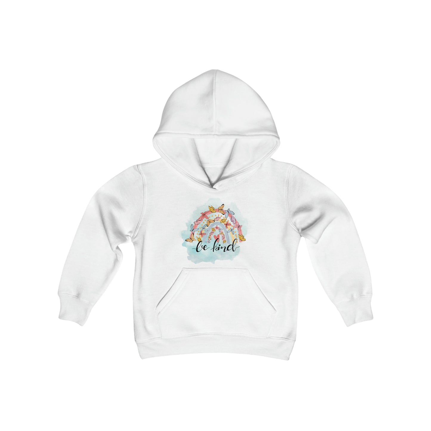 Be Kind - Boho Rainbow - Butterflies - Self Love - Self Acceptance - Inspire - Youth Heavy Blend Hooded Sweatshirt