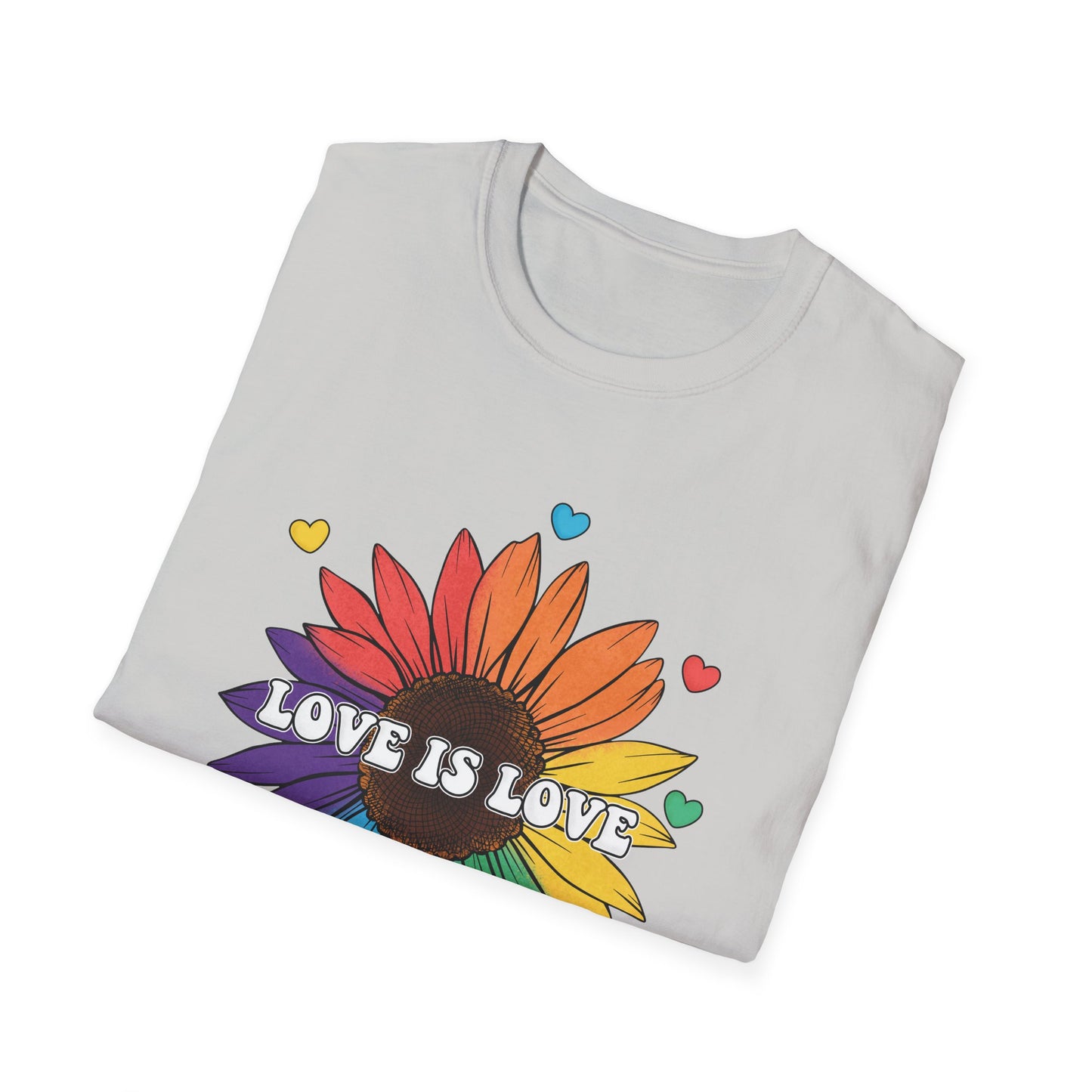 Love is Love - Rainbow Flower - LGBT - Pride - Rainbow - Unisex Softstyle T-Shirt