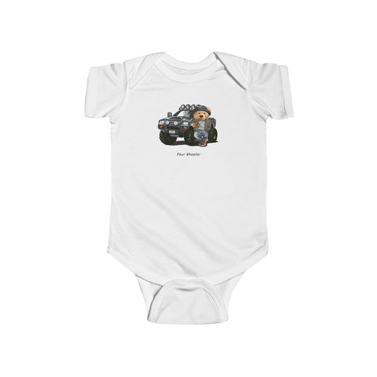 Monster Truck Four Wheeler Bear - Infant Fine Jersey Bodysuit