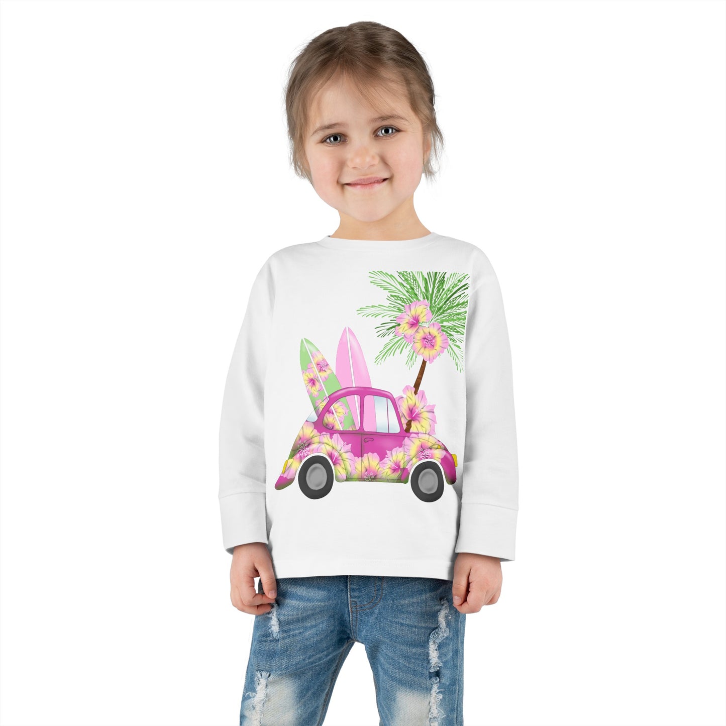 Surf's Up Pink - Toddler Long Sleeve Tee
