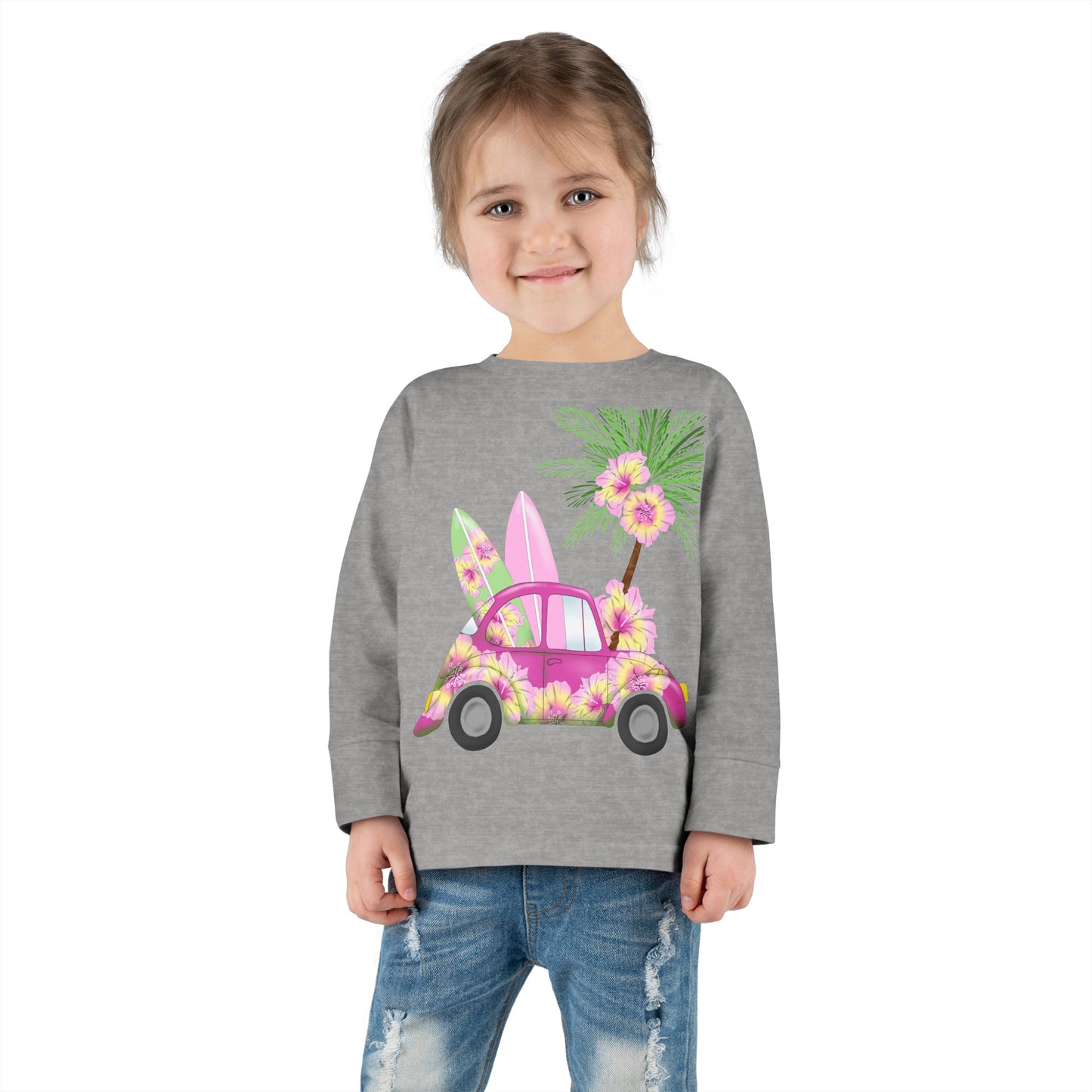 Surf's Up Pink - Toddler Long Sleeve Tee