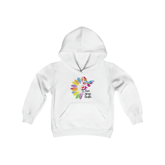 Live Your Truth - Be Authentic - Self Acceptance - Self Love - Youth Heavy Blend Hooded Sweatshirt