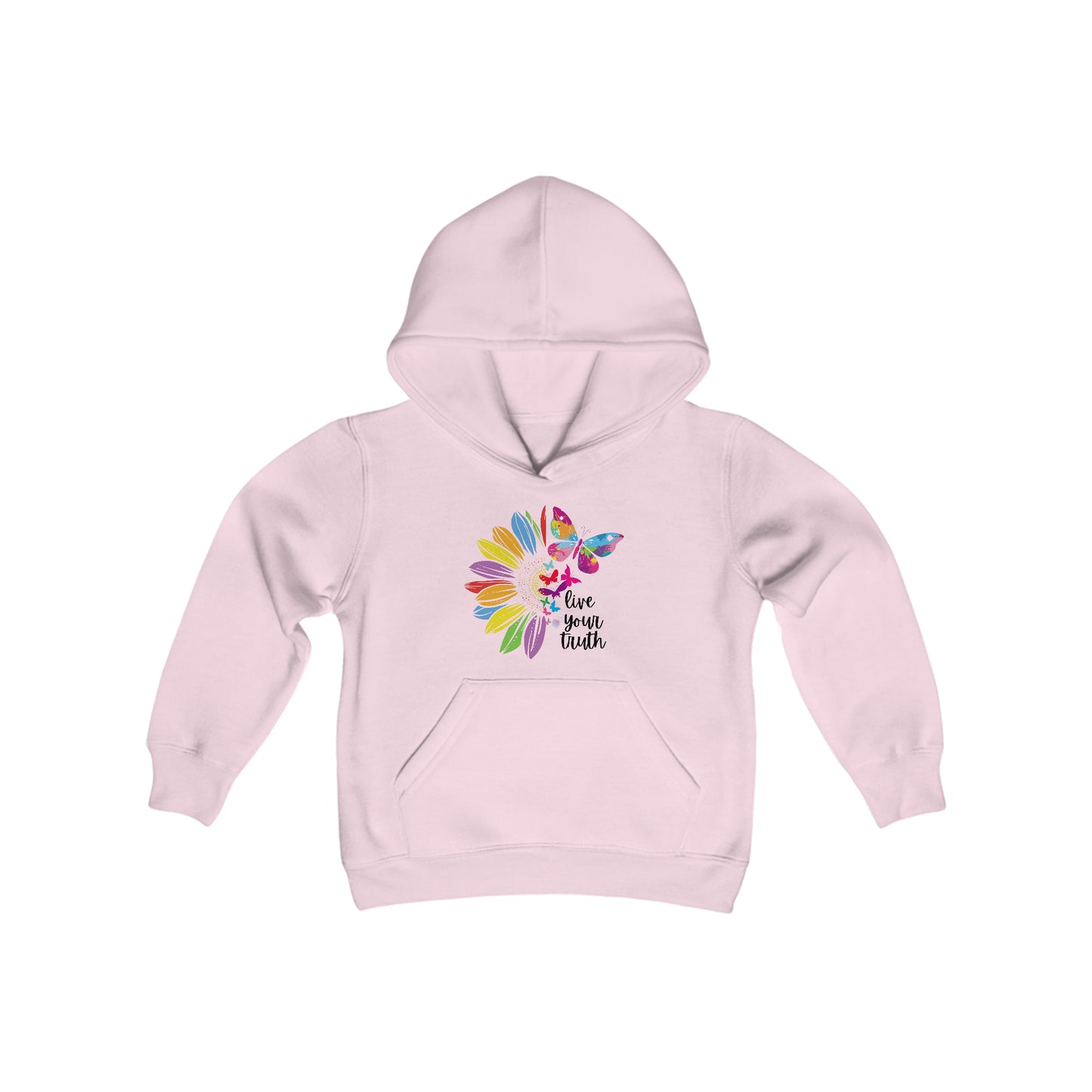 Live Your Truth - Be Authentic - Self Acceptance - Self Love - Youth Heavy Blend Hooded Sweatshirt