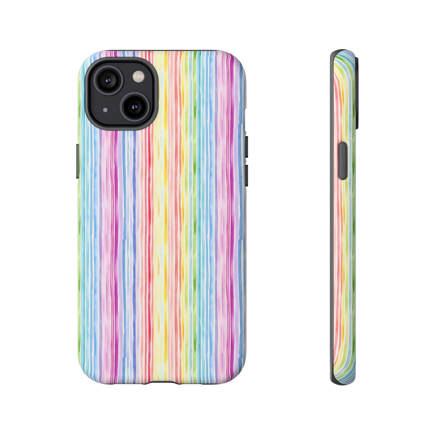 iPhone 14, 1Phone 14 Pro, iPhone 14 Plus, iPhone 14 Pro Max - Pastel Rainbow Vertical Stripes - Tough Phone Cases