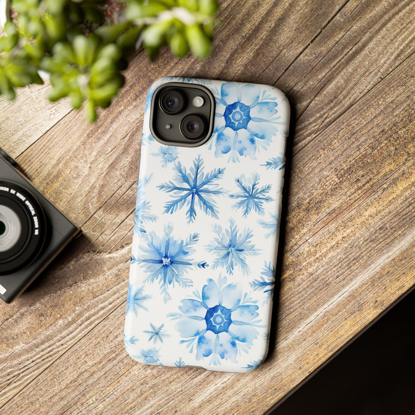 iPhone 16 and iPhone 15 Series - Watercolor Snowflakes - Tough Phone Cases
