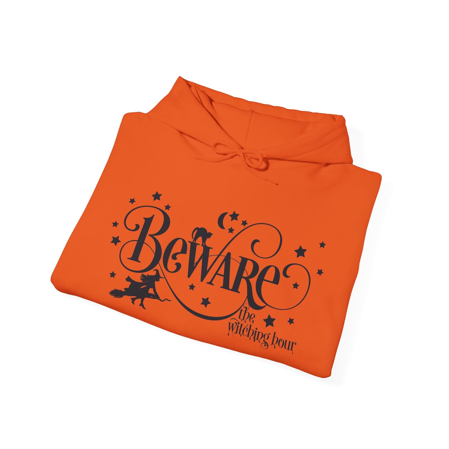 Halloween - Beware the Witching Hour - Witch - Broom - Stars - Moon - Unisex Heavy Blend Hooded Sweatshirt