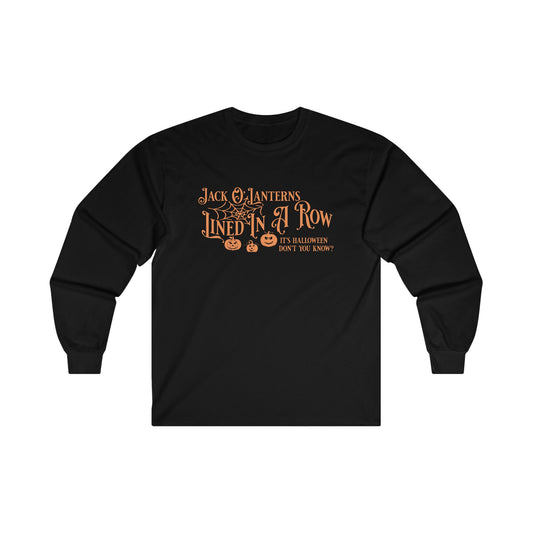 Halloween - Jack O Lanterns Lined in a Row - Pumpkins - Vintage - Ultra Cotton Long Sleeve Tee