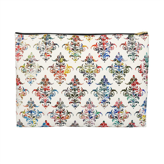 Rainbow Damask - Accessory Pouch / Makeup Case / Travel Pouch / Pencil Case / Art Case