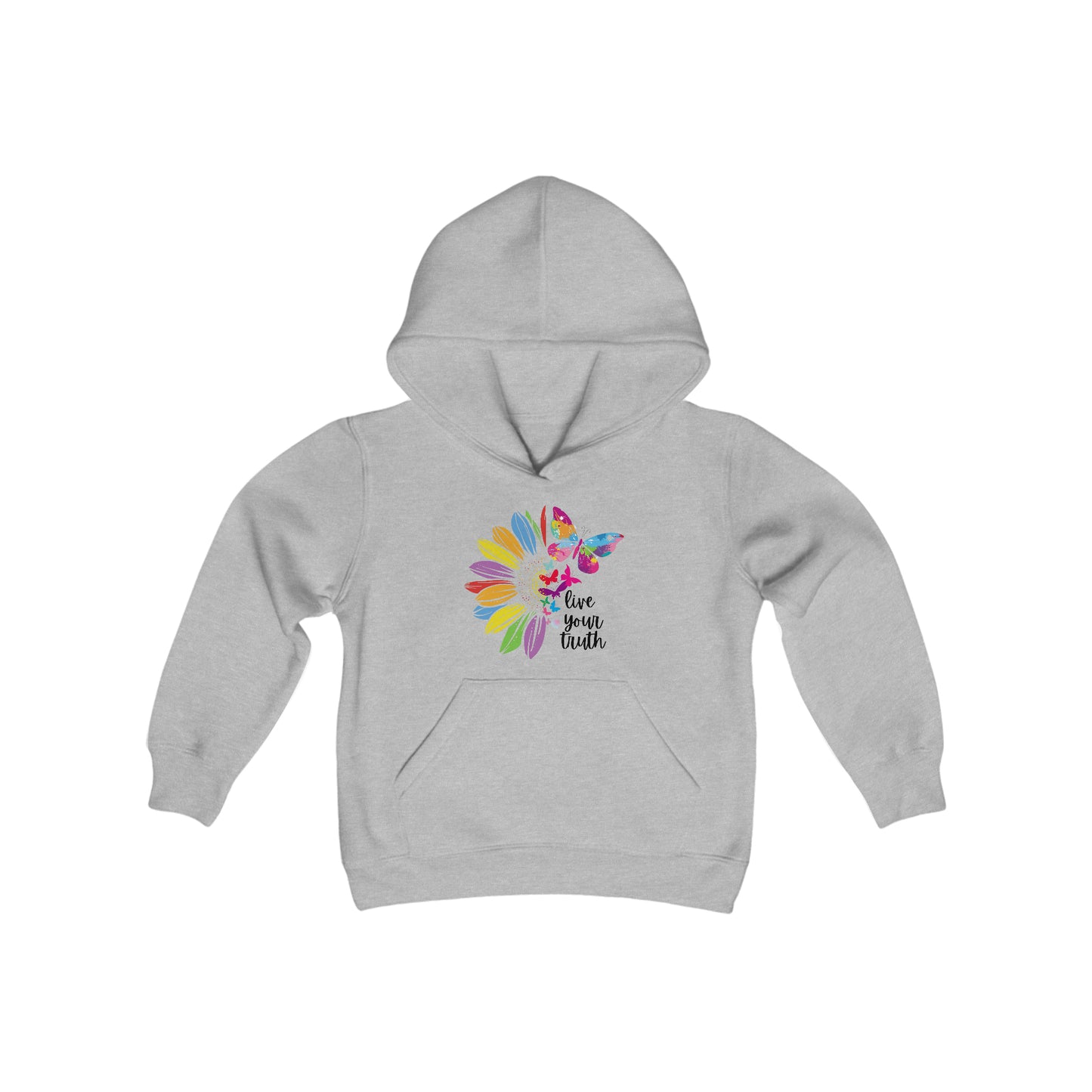 Live Your Truth - Be Authentic - Self Acceptance - Self Love - Youth Heavy Blend Hooded Sweatshirt
