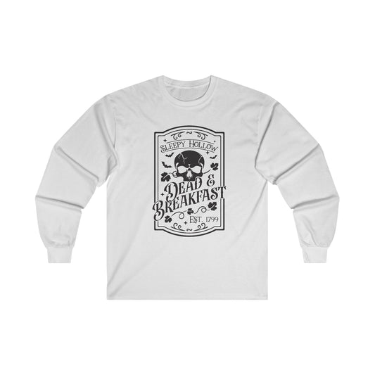 Halloween - Sleepy Hollow Dead & Breakfast Est 1799 - Skull - Trick or Treat - Vintage - Ultra Cotton Long Sleeve Tee
