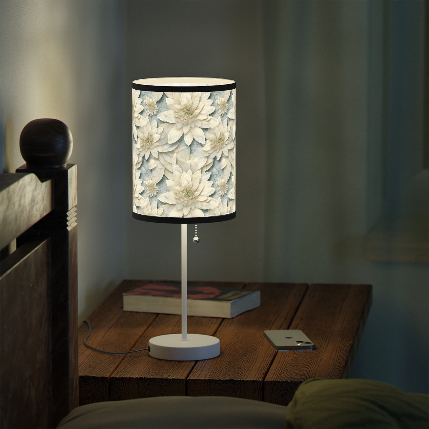 Beautiful and Unique - White Lotus Mosaic 7 - Lamp on a Stand, US|CA plug
