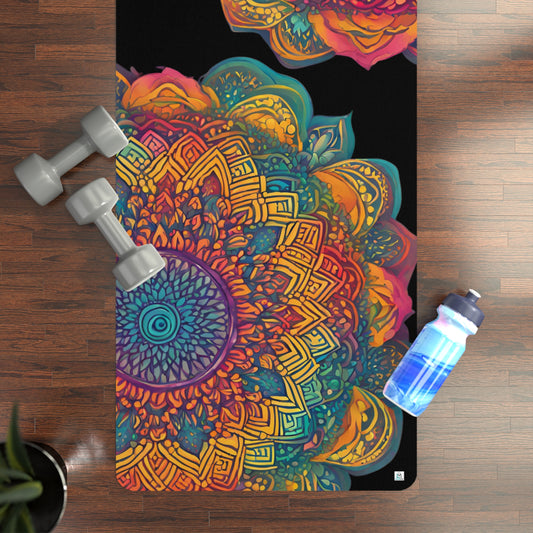 Beautiful Dual Rainbow Watercolor Mandala - Rubber Yoga Mat