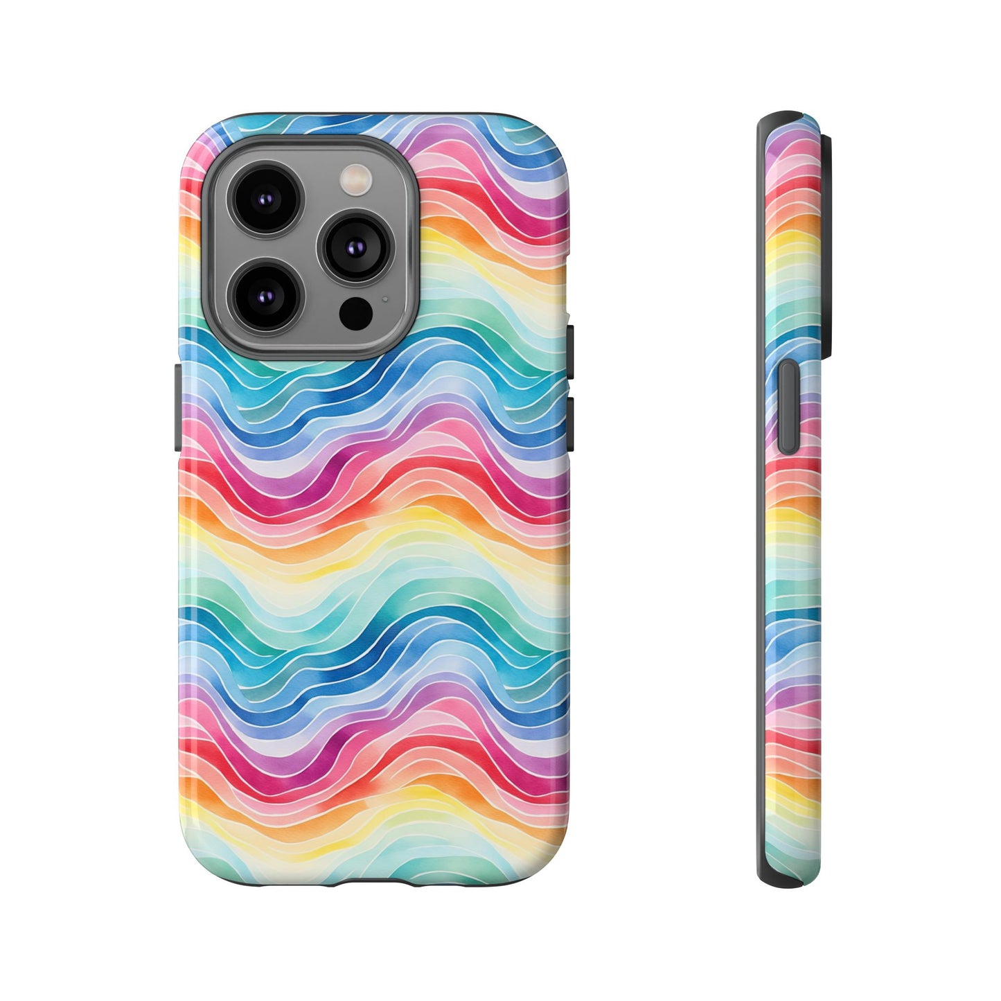 iPhone 14, 1Phone 14 Pro, iPhone 14 Plus, iPhone 14 Pro Max - Rainbow Wave - Tough Phone Cases