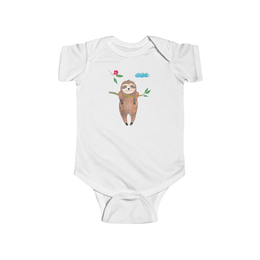 Cute Sloth Hanging on Branch - Infant Fine Jersey Bodysuit