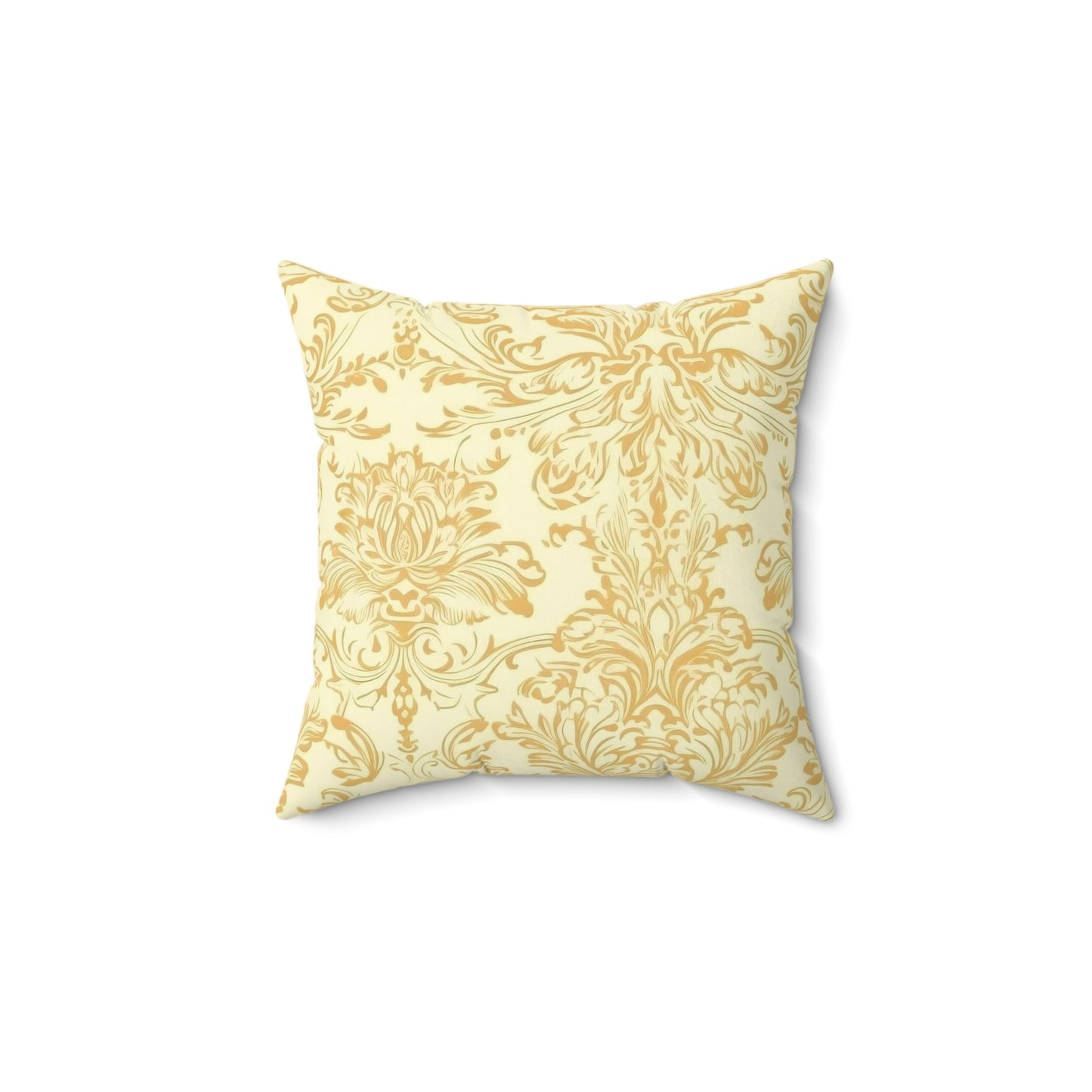 Yellow Damask 16 - Beautiful, Shabby Chic, Boho, Fun - Faux Suede Square Pillow