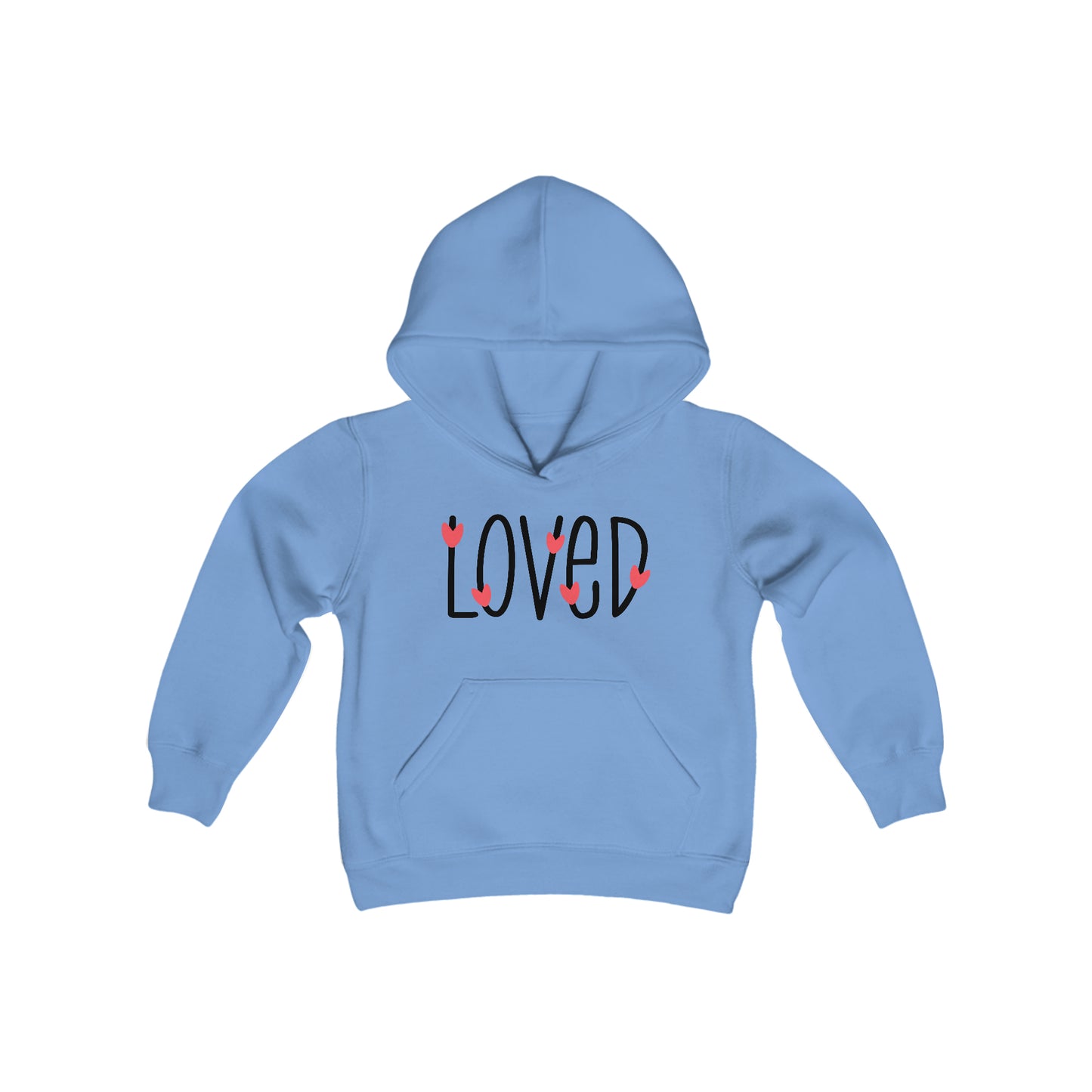 LOVED with Pink Hearts - Youth Heavy Blend Hooded Sweatshirt